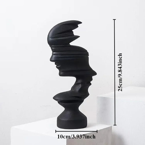 25cm Modern Style Home Decor Abstract Human Face Sculpture Statue Ornament Indoor Room Living Office Decoration Handicraft Gift