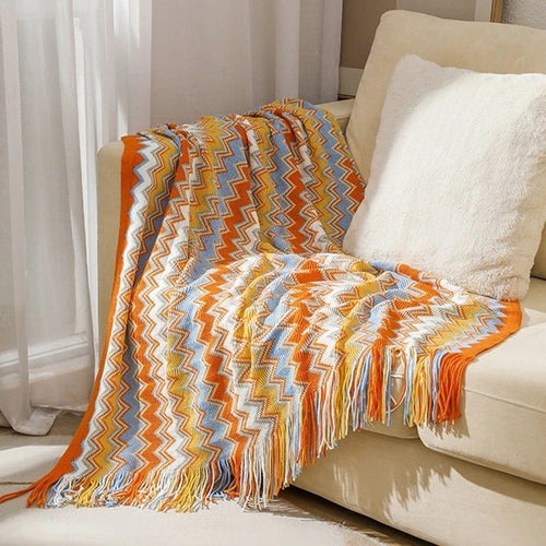 Lightweight Aztec Ethnic Pattern Geometric Plaid Tapestry Throw Boho Blanket - The Finishing Touch Decor