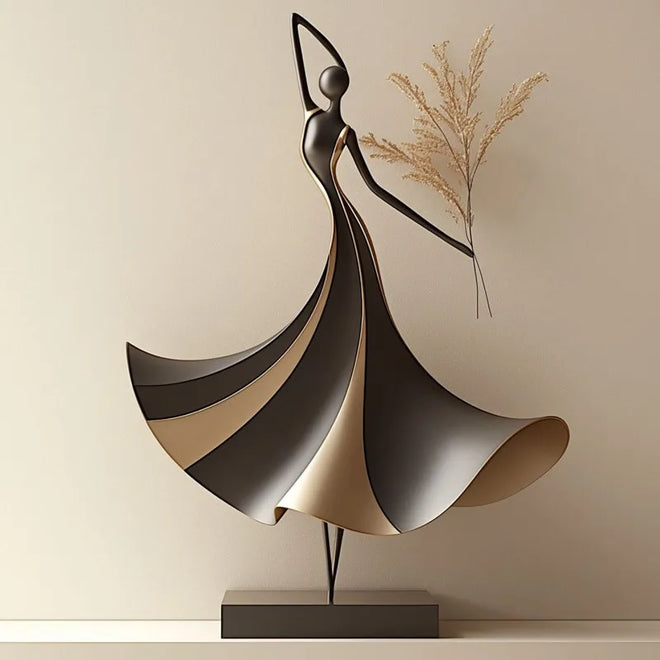 Modern female sculpture wine rack by The Finishing Touch Decor, crafted ironwork desktop statue for home or office decor.