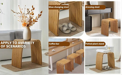 Waterproof Bamboo Accent Table, Stool