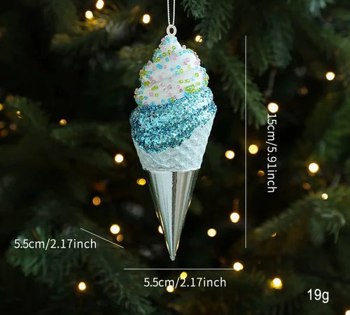 Assorted Large Blue Sparkle Cartoon Tree Ornaments