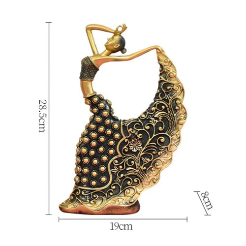 Gold Resin Female Flamenco Dancer Figurine