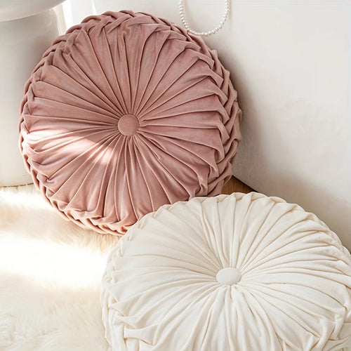 Soft Velvet Tufted Round Throw Pillow