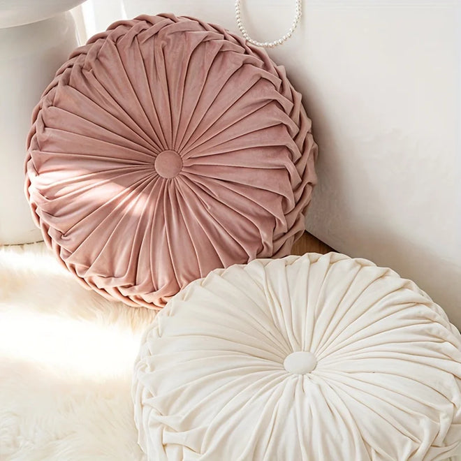 Soft Velvet Tufted Round Throw Pillow