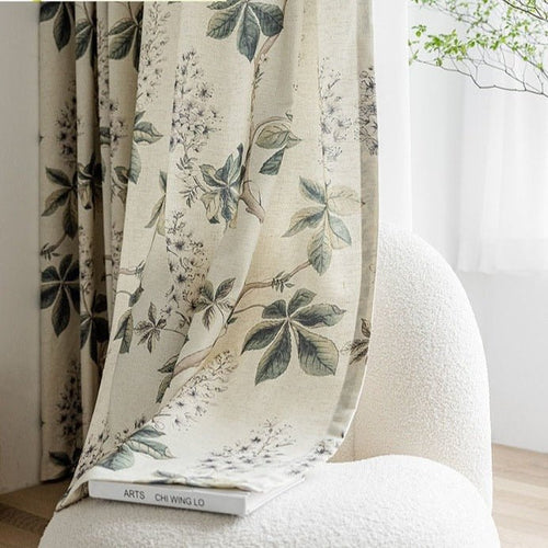 Garden Print Blackout Heavy Fabric Cotton Linen Curtains - The Finishing Touch Decor
