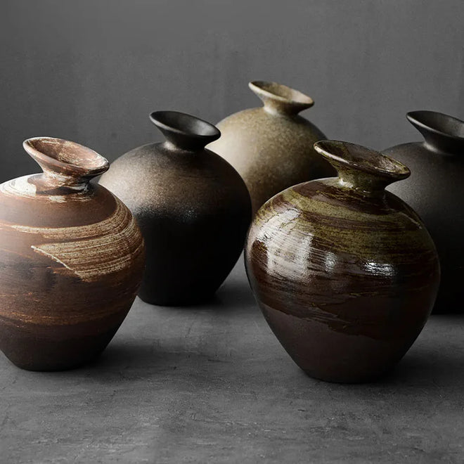 Brushed Terracotta Japanese Style Minimalist Vases - The Finishing Touch Decor