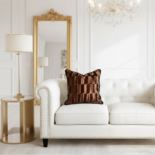 Luxury Gold-Toned Velvet Ripple Throw Pillow Cover