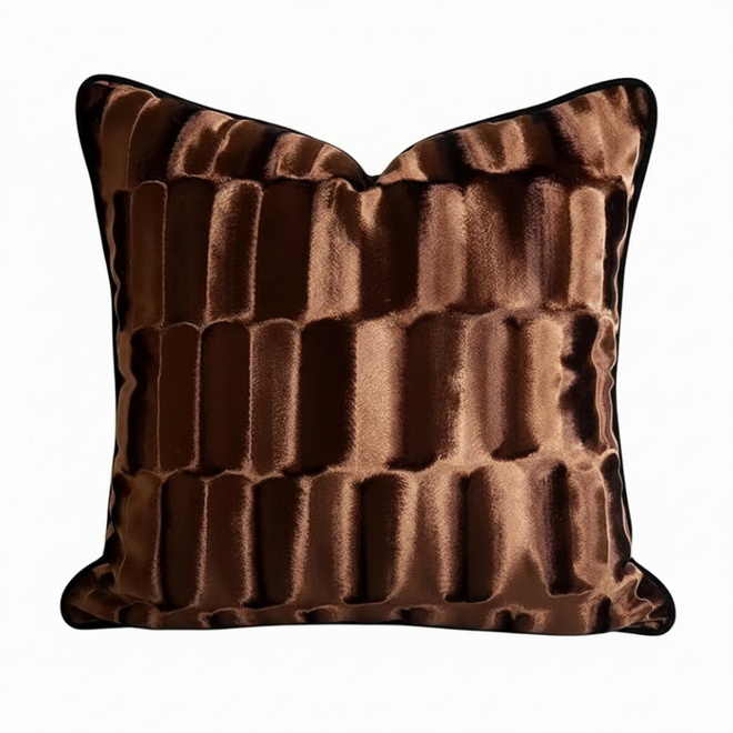 Luxury Gold-Toned Velvet Ripple Throw Pillow Cover
