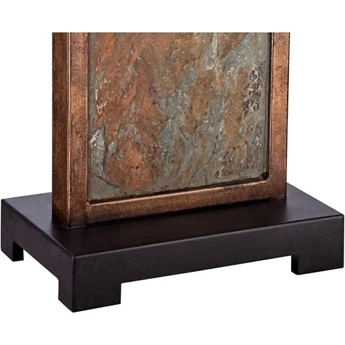 Modern Natural Slate & Bronze Rustic Set of Table Lamps - The Finishing Touch Decor