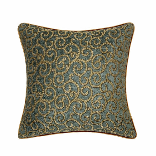 Traditional Small Floral Jacquard Brick Red Chenille Square Cushion Cover 45 x 45 cm Pillows Case Sofa Soft Heavy Deco Cushion