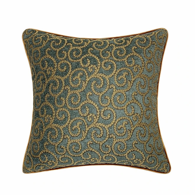 Traditional Small Floral Jacquard Brick Red Chenille Square Cushion Cover 45 x 45 cm Pillows Case Sofa Soft Heavy Deco Cushion