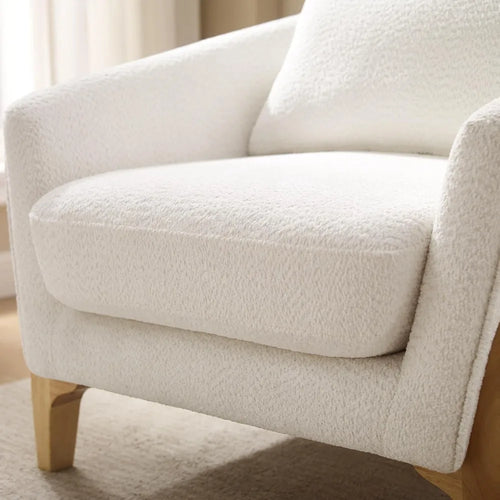 Accent Chair 31" Oversized Reading Chair Comfy Upholstered Boucle Lounge Armchair, Modern Living Room Chair with Back Pillow,Sin