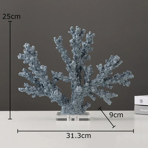 Light Blue Resin Coral Table Sculpture