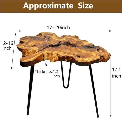 Small Live Edge Natural Wood and Metal Side Table - The Finishing Touch Decor
