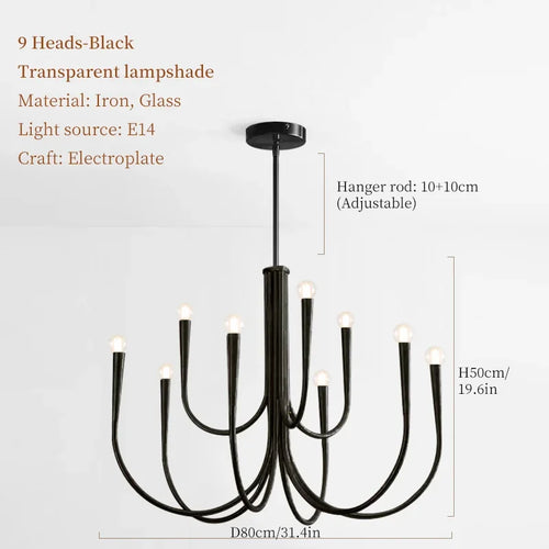 Metal Branch Gold French American Retro Pendant Chandelier - The Finishing Touch Decor
