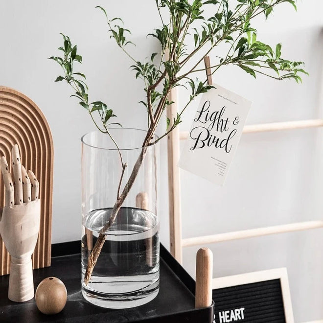 Classic Clear Glass Minimalist Wide Mouth Pillar Vases - The Finishing Touch Decor