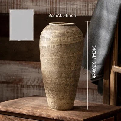 Distressed Beige Stone Ceramic Wabi Sabi Style Vases - The Finishing Touch Decor