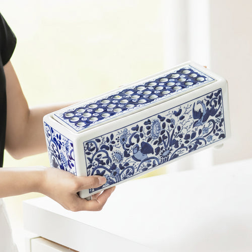 Blue & White Porcelain Flowerpot Rectangular Planter
