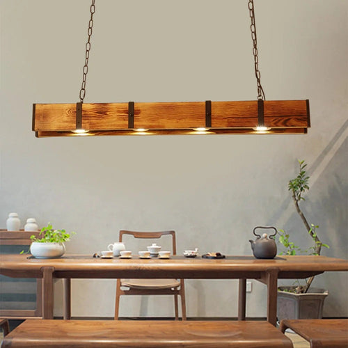 Rustic Wood Beam Farmhouse Vintage Chandelier Pendant Lamp - The Finishing Touch Decor