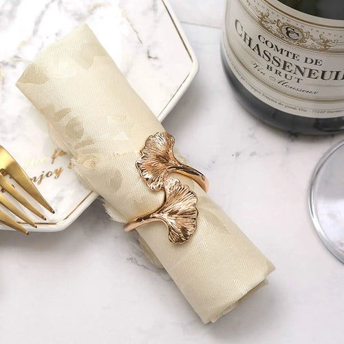 Ginkgo Leaf Rose Gold Silver Handmade Metal Napkin Ring Buckles - The Finishing Touch Decor