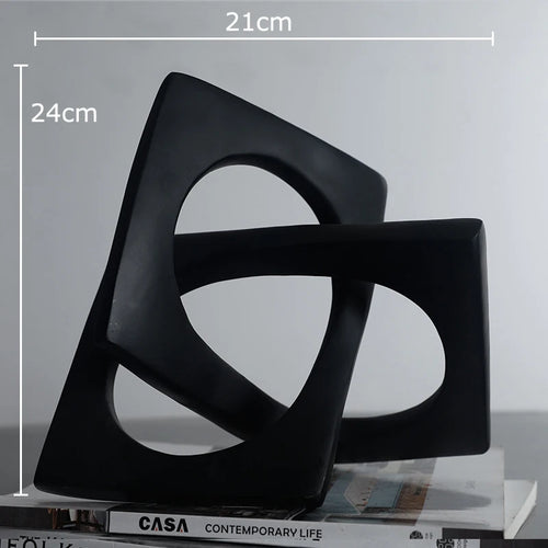 Abstract Geometric Distortion Ornaments Crafts Desk Decoration Golden Square Collar Artwork Statue Room Aesthetics Decor