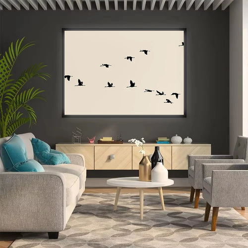 Minimalist Horizontal Black Flying Birds Silhouette Animals Poster Canvas Painting Wall Pictures Home Liviong Room Decor Gift - The Finishing Touch Decor