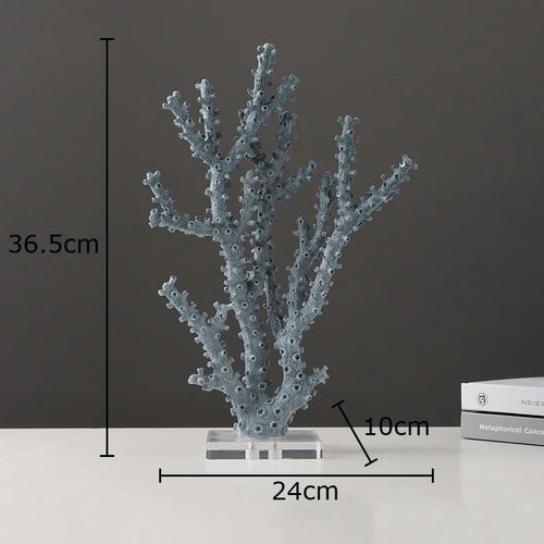 Light Blue Resin Coral Table Sculpture