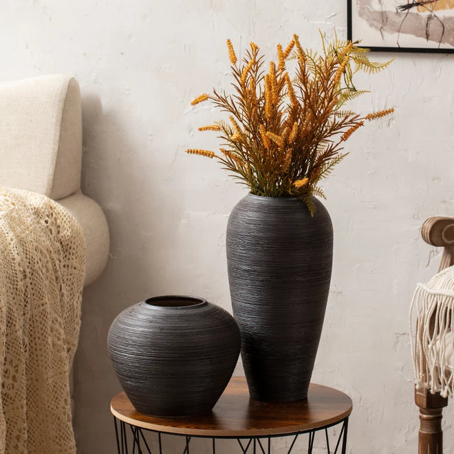 Scandinavian Black Wabi Sabi Jingdezhen Ceramic Vases - The Finishing Touch Decor