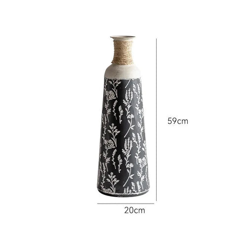 Farmhouse Rustic Etched Iron Floral Pattern Vases - The Finishing Touch Decor