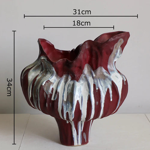 Irregular drip wabi sabi porcelain ceramic vase, decorative vase with unique organic shape and textured glaze, by The Finishing Touch Decor