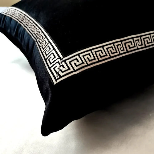 Luxury Velvet Greek Key Pattern Throw Pillow Covers