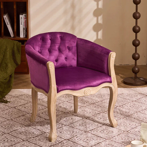 Solid wood antique American country accent chair with carved details and a classic finish, ideal for small furniture decor.