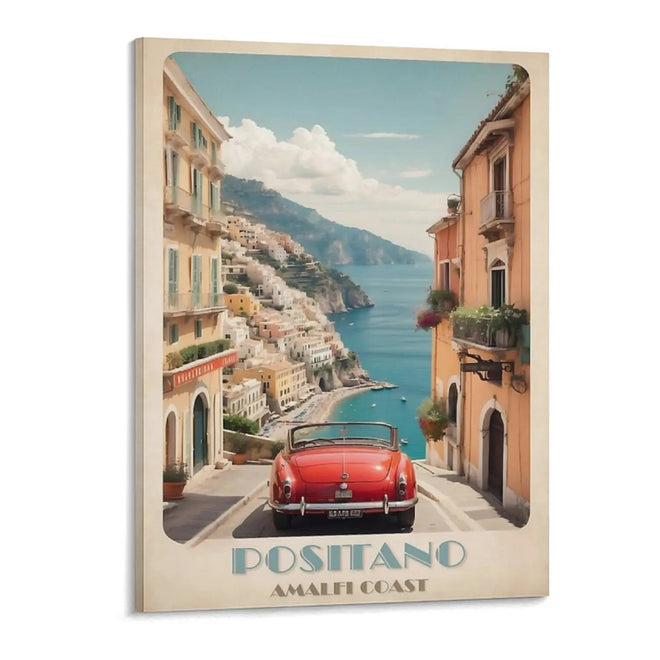 Framed Canvas Vintage Positano Travel Print Wall Art