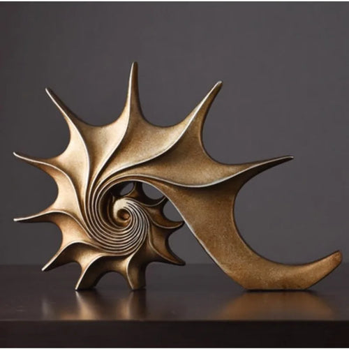 Coastal Bronze or Blue Resin Conch Shell Sculptures - The Finishing Touch Decor