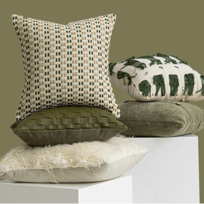 Nordic Olive Green Collection of Contemporary Throw Pillow Covers - The Finishing Touch Decor