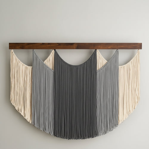 Hanging Yarn-Draped Handmade Wall Art Tapestry