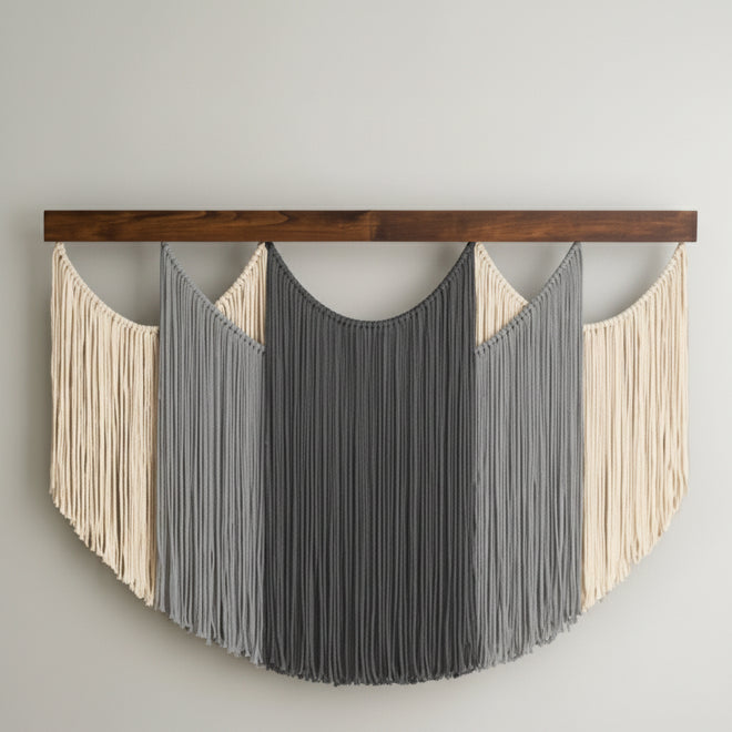 Hanging Yarn-Draped Handmade Wall Art Tapestry