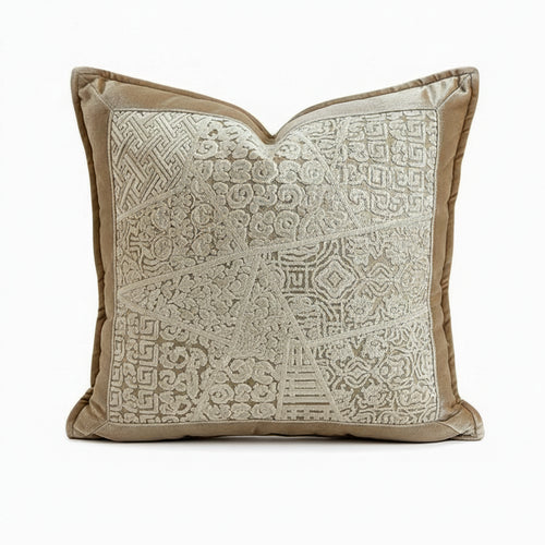 Trellis Cut Velvet Fringed Throw Pillow Covers