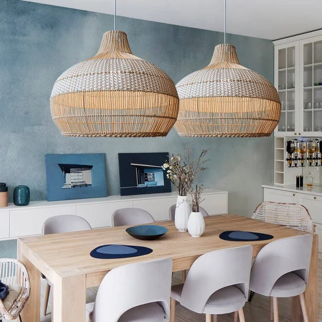 Iron Rattan Pendant Wabi Sabi Chandelier Lighting - The Finishing Touch Decor