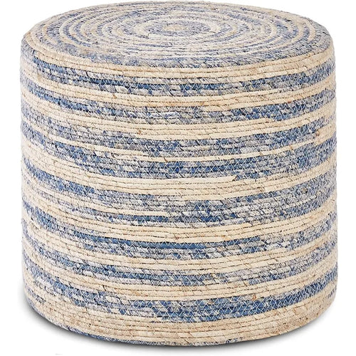 Handwoven Natural Jute Husk 18" Ottoman Pouf