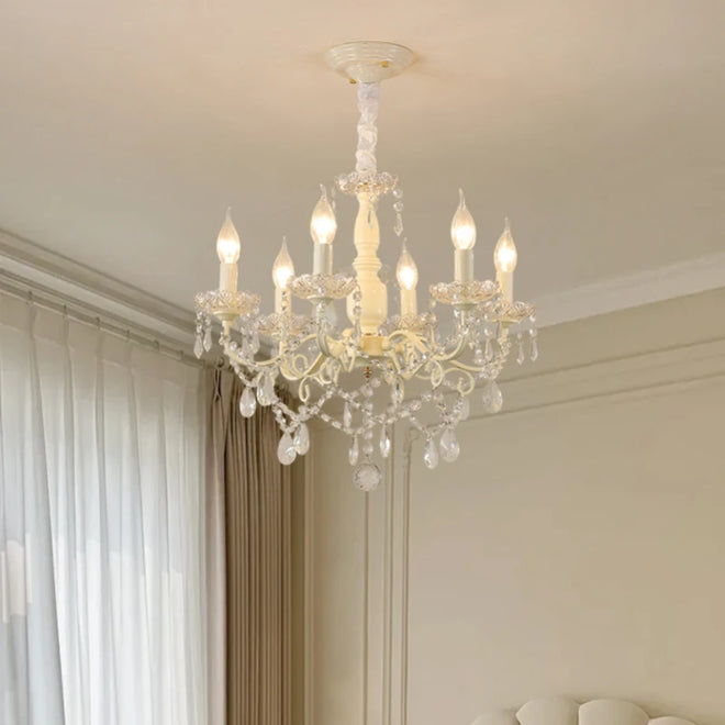 French White Crystal Retro Chandelier and Sconce Lighting - The Finishing Touch Decor