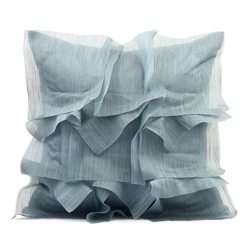 Blue Sheer Tissue Embroidered Handmade Throw Pillow Covers - The Finishing Touch Decor