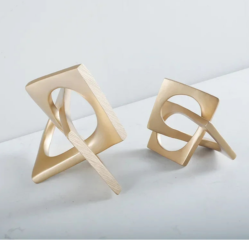 Abstract Geometric Distortion Ornaments Crafts Desk Decoration Golden Square Collar Artwork Statue Room Aesthetics Decor
