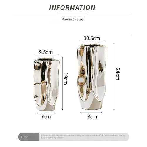 Luxury Electroplated Silver Ceramic Vase