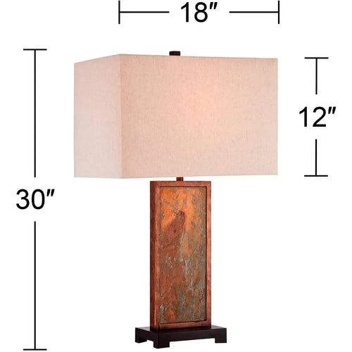 Modern Natural Slate & Bronze Rustic Set of Table Lamps - The Finishing Touch Decor