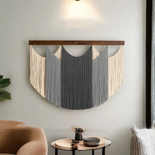 Hanging Yarn-Draped Handmade Wall Art Tapestry