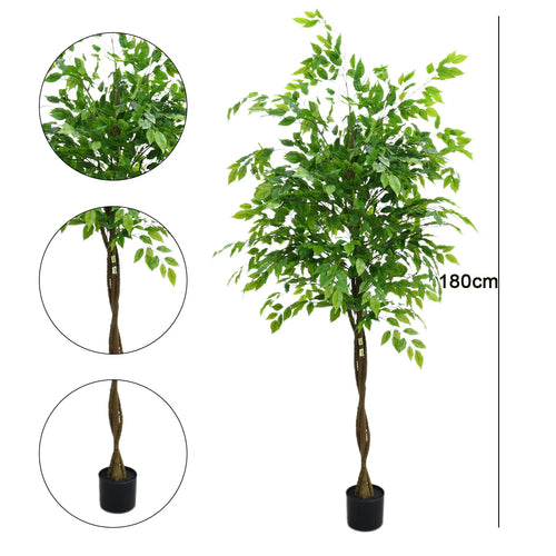 5.2'/5.9' Artificial Ficus Tree, Tall Fake Potted Ficus Tree With Planter, Realistic Texture Potted Faux Ficus Tree For Home - The Finishing Touch Decor