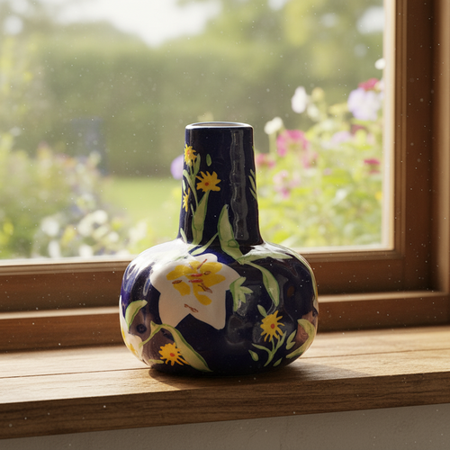 Retro Cottage Hand-Painted Ceramic Bud Vase