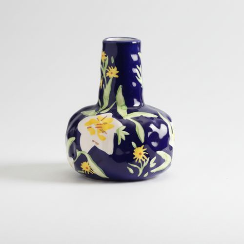 Retro Cottage Hand-Painted Ceramic Bud Vase