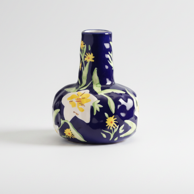 Retro Cottage Hand-Painted Ceramic Bud Vase